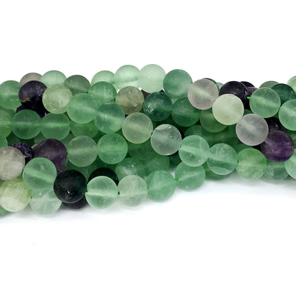 CFL03 Fluorite Gemstone Beads Matte Round 8mm 15" Strand