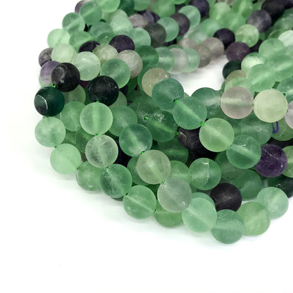 CFL03 Fluorite Gemstone Beads Matte Round 8mm 15" Strand