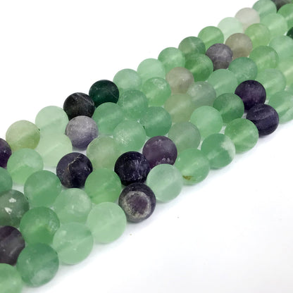 CFL04 Fluorite Gemstone Beads Matte Round 10mm 15" Strand