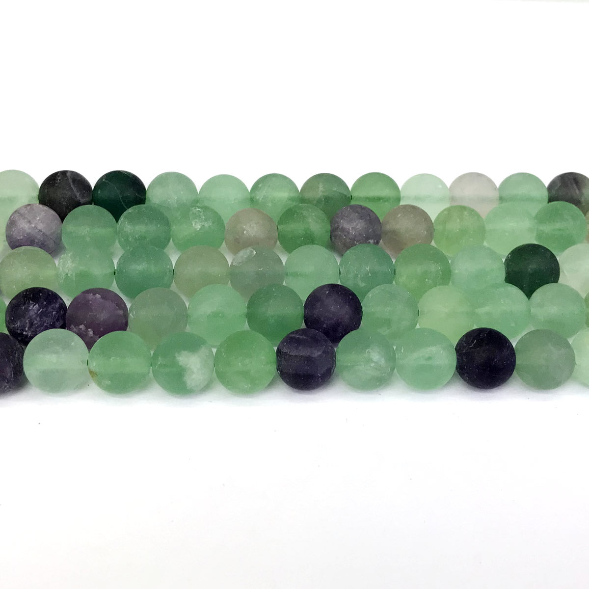 CFL04 Fluorite Gemstone Beads Matte Round 10mm 15" Strand