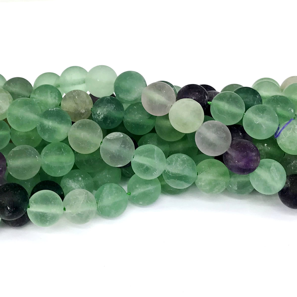 CFL04 Fluorite Gemstone Beads Matte Round 10mm 15" Strand