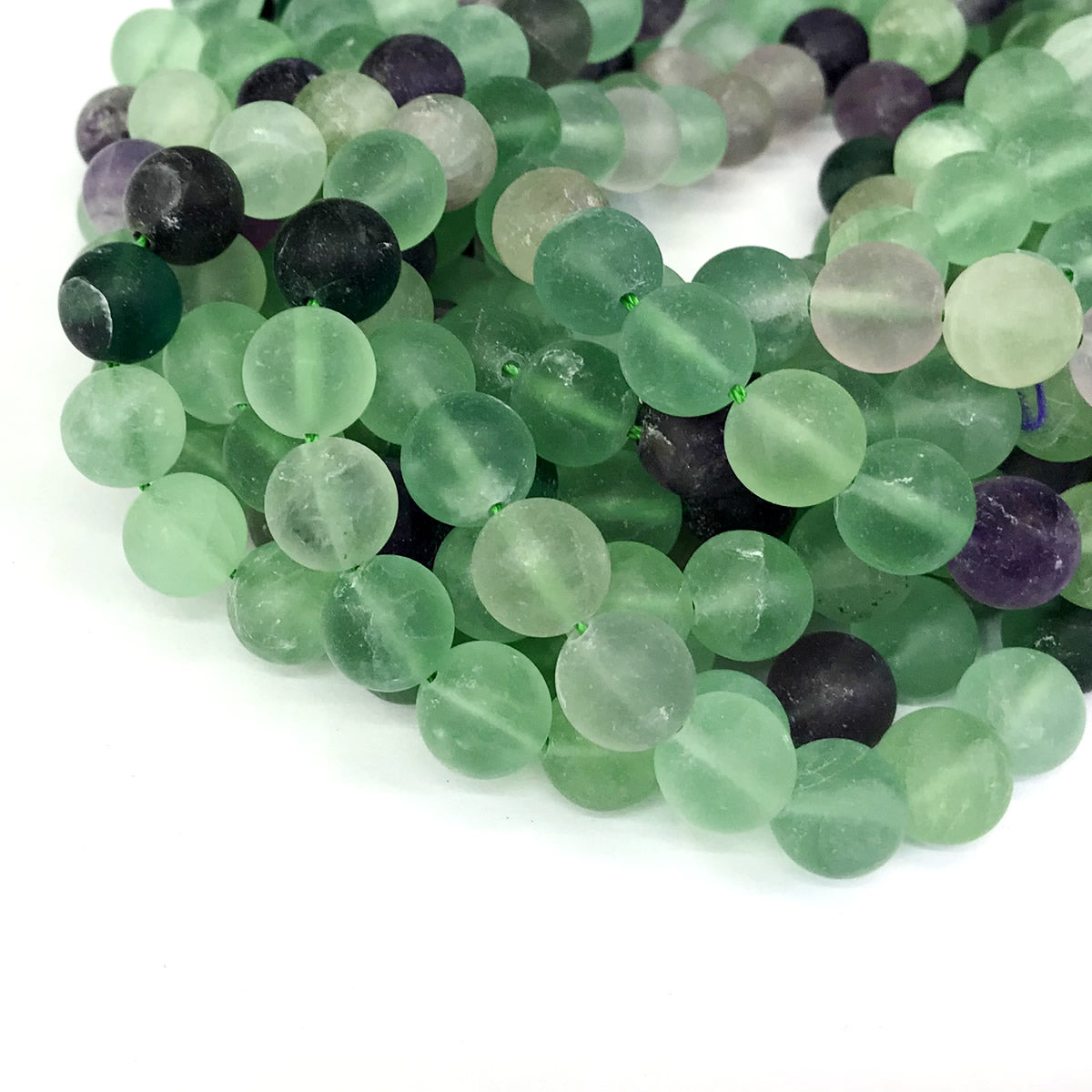 CFL04 Fluorite Gemstone Beads Matte Round 10mm 15" Strand