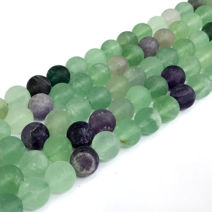 CFL05 Fluorite Gemstone Beads Matte Round 12mm 15" Strand