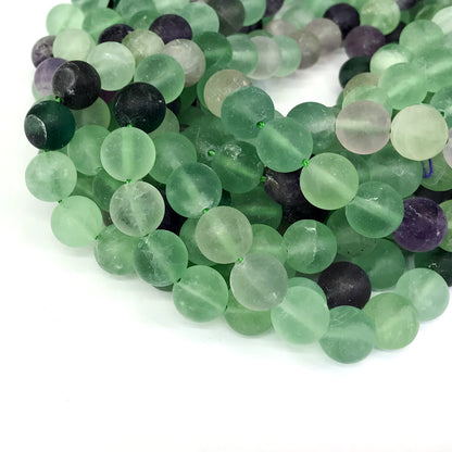 CFL05 Fluorite Gemstone Beads Matte Round 12mm 15" Strand