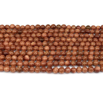 CGS01 Brown Goldstone Beads Smooth Round 4mm 15" Strand