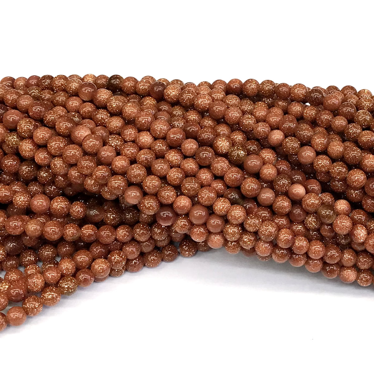 CGS01 Brown Goldstone Beads Smooth Round 4mm 15" Strand