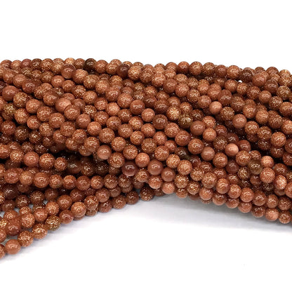 CGS01 Brown Goldstone Beads Smooth Round 4mm 15" Strand