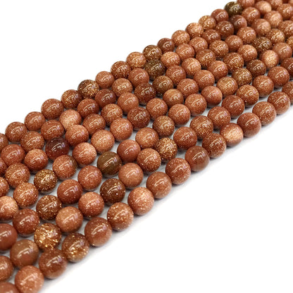 CGS02 Brown Goldstone Beads Smooth Round 6mm 15" Strand