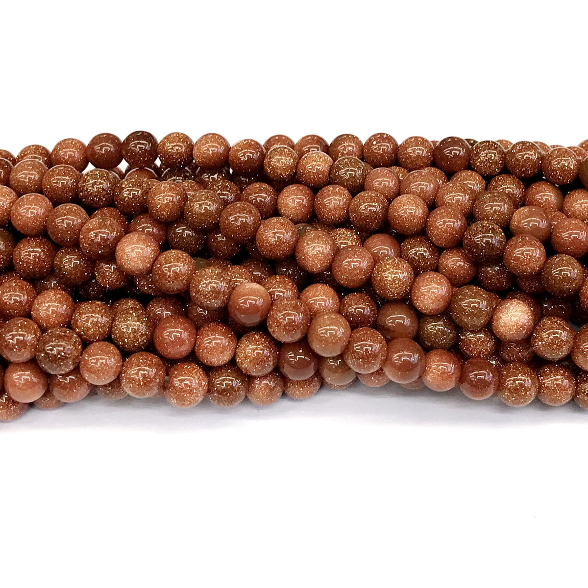 CGS02 Brown Goldstone Beads Smooth Round 6mm 15" Strand