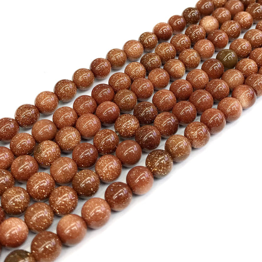 CGS03 Brown Goldstone Beads Smooth Round 8mm 15" Strand