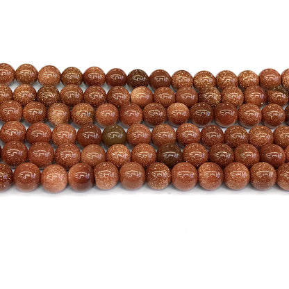 CGS03 Brown Goldstone Beads Smooth Round 8mm 15" Strand