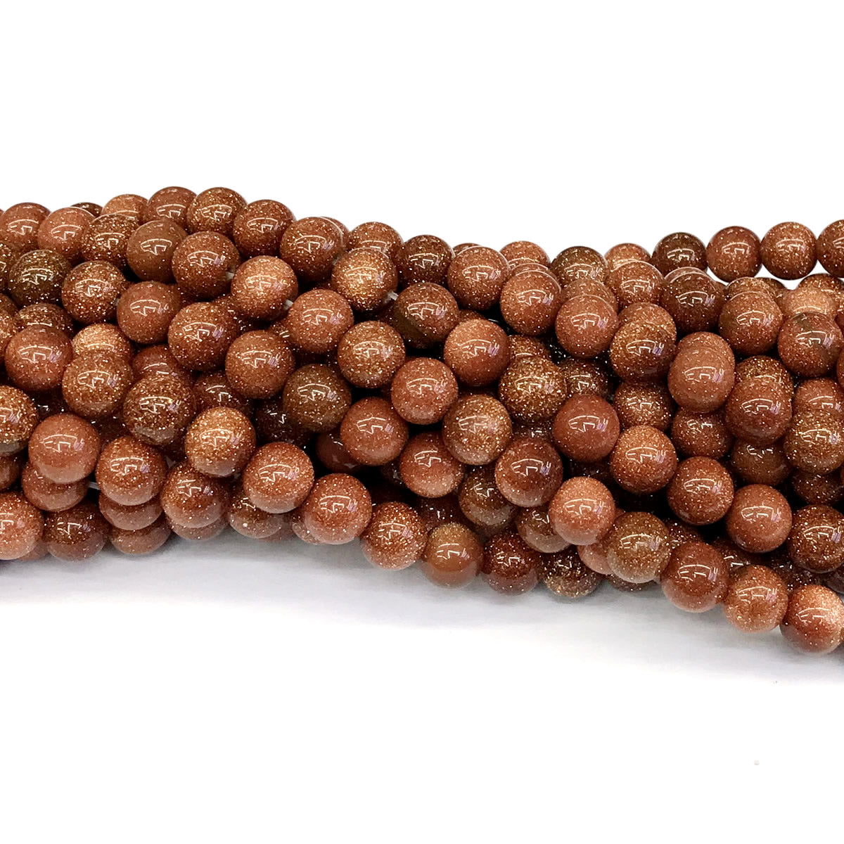 CGS03 Brown Goldstone Beads Smooth Round 8mm 15" Strand