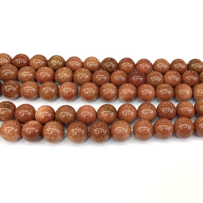 CGS04 Brown Goldstone Beads Smooth Round 10mm 15" Strand