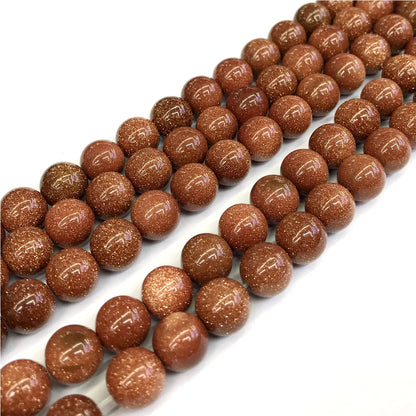 CGS05 Brown Goldstone Beads Smooth Round 12mm 15" Strand