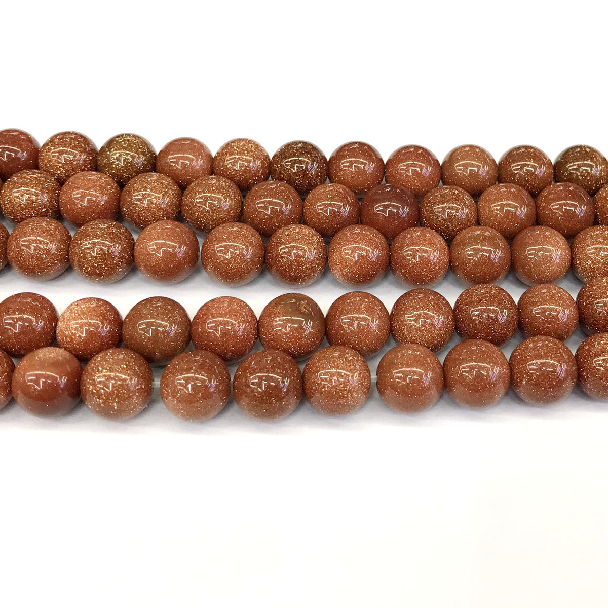 CGS05 Brown Goldstone Beads Smooth Round 12mm 15" Strand