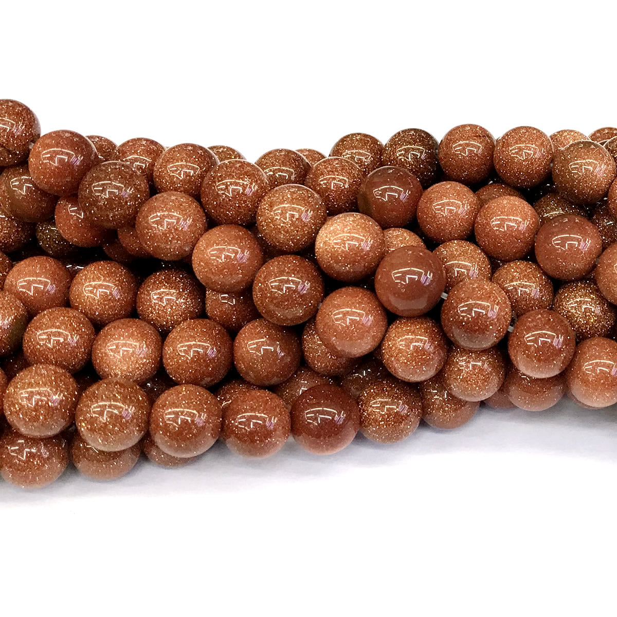 CGS05 Brown Goldstone Beads Smooth Round 12mm 15" Strand