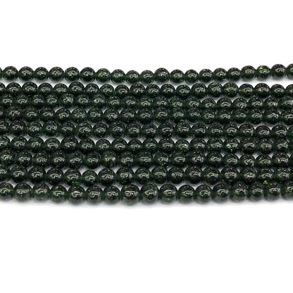 CGS08 Green Goldstone Beads Smooth Round 4mm 15" Strand