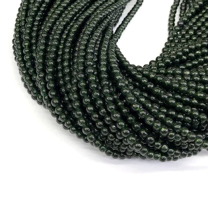 CGS08 Green Goldstone Beads Smooth Round 4mm 15" Strand