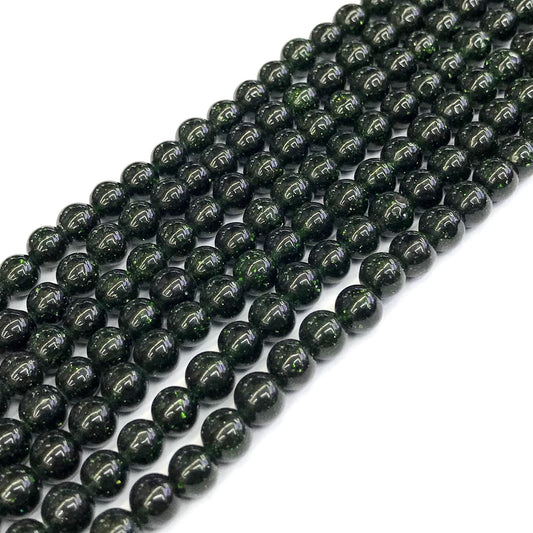 CGS09 Green Goldstone Beads Smooth Round 6mm 15" Strand