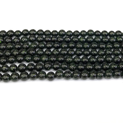 CGS09 Green Goldstone Beads Smooth Round 6mm 15" Strand