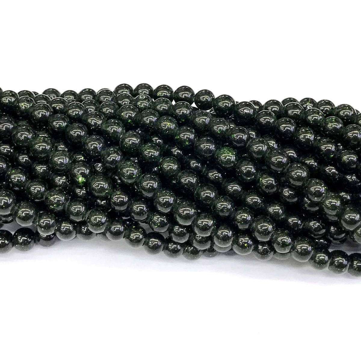 CGS09 Green Goldstone Beads Smooth Round 6mm 15" Strand