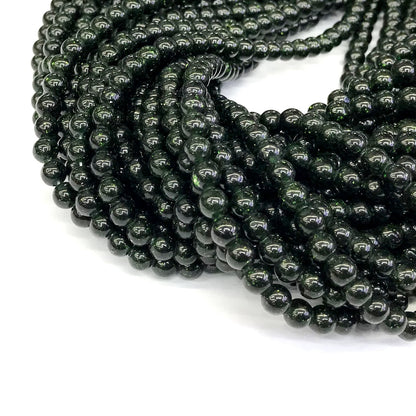 CGS09 Green Goldstone Beads Smooth Round 6mm 15" Strand