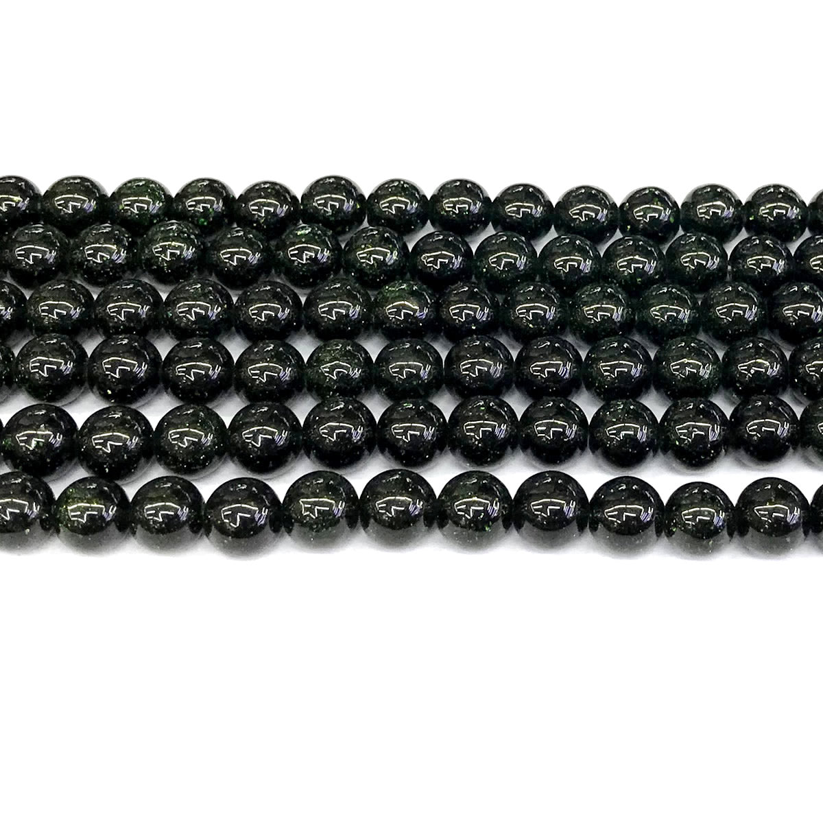 CGS10 Green Goldstone Beads Smooth Round 8mm 15" Strand