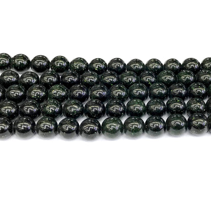 CGS11 Green Goldstone Beads Smooth Round 10mm 15" Strand