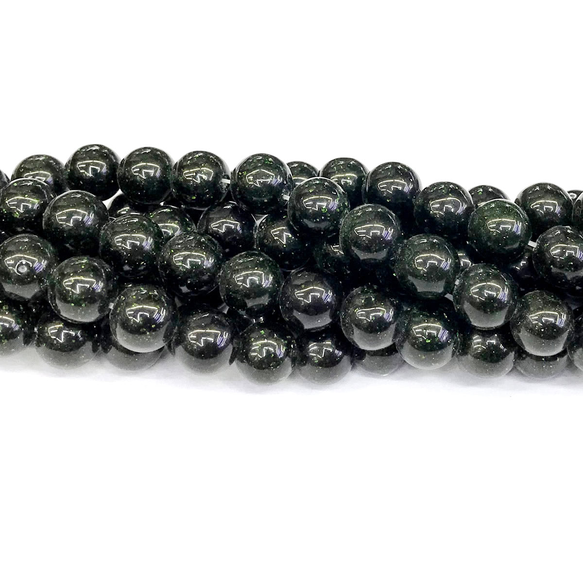 CGS11 Green Goldstone Beads Smooth Round 10mm 15" Strand