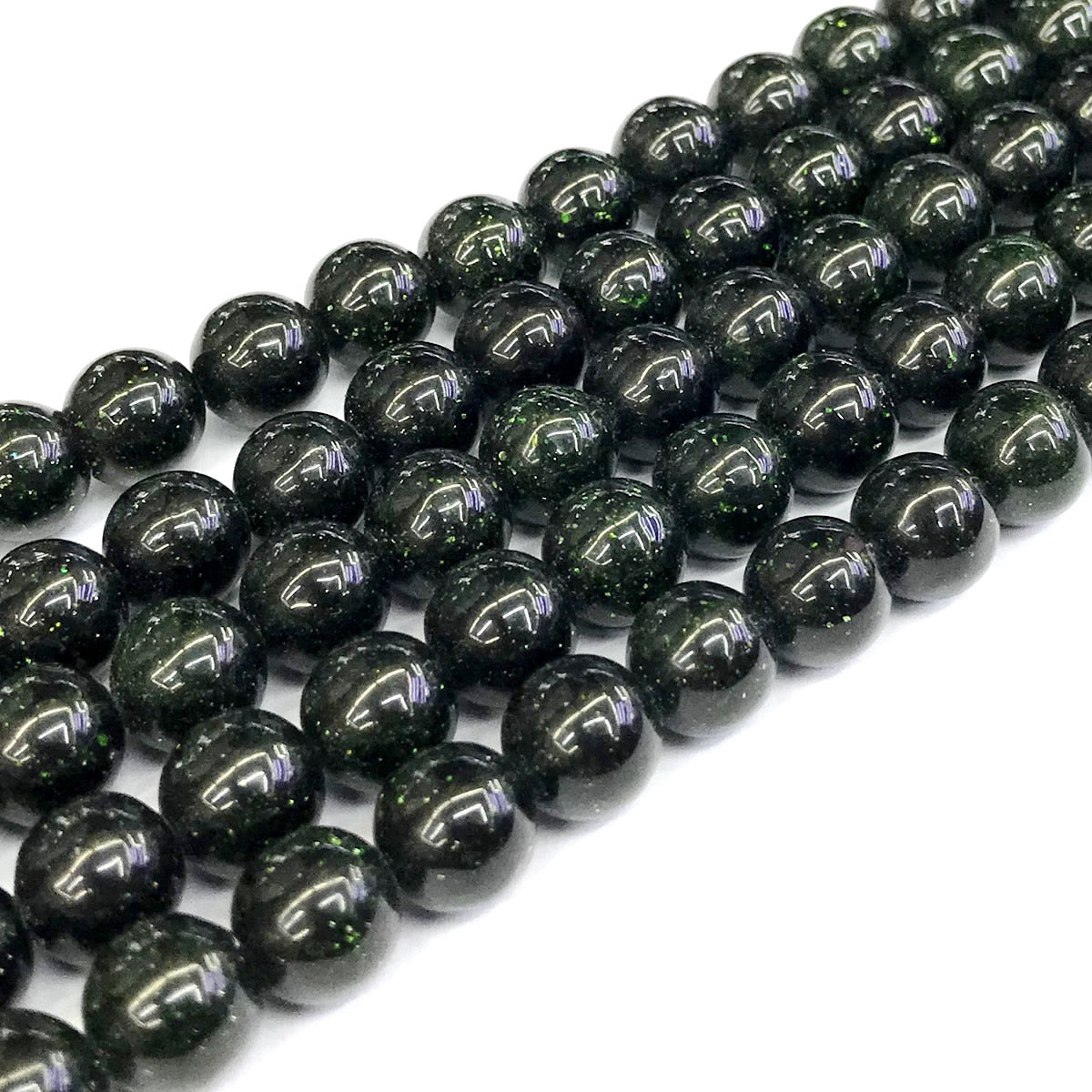 CGS12 Green Goldstone Beads Smooth Round 12mm 15" Strand