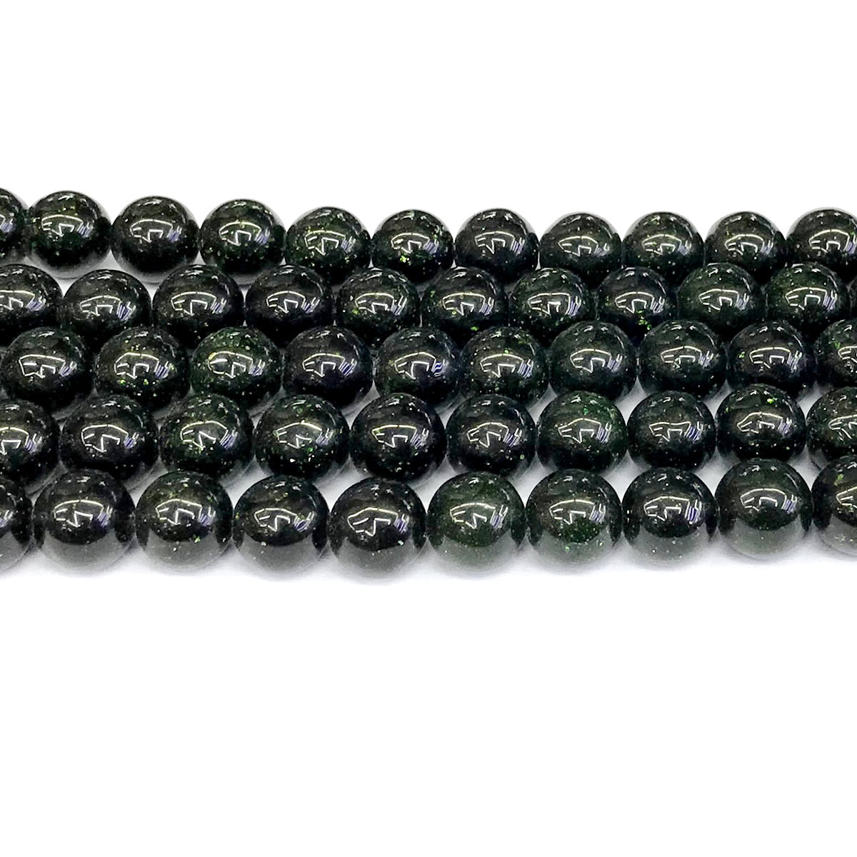 CGS12 Green Goldstone Beads Smooth Round 12mm 15" Strand