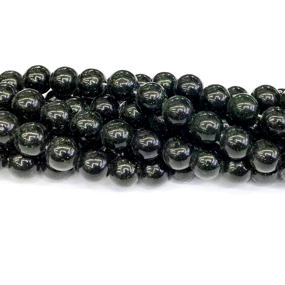 CGS12 Green Goldstone Beads Smooth Round 12mm 15" Strand