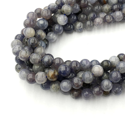 CIL03 Iolite Gemstone Beads Smooth Round 8mm 15.5" Strand