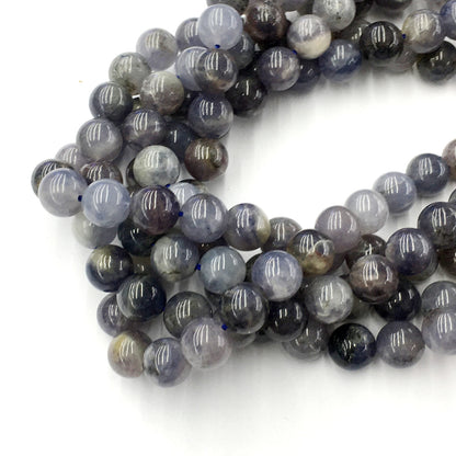 CIL04 Iolite Gemstone Beads Smooth Round 10mm 15.5" Strand