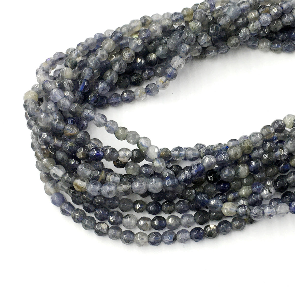 CIL09 Iolite Gemstone Beads Faceted Round 4mm 15.5" Strand