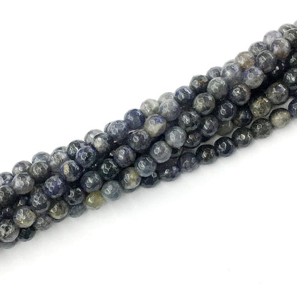 CIL10 Iolite Gemstone Beads Faceted Round 6mm 15.5" Strand