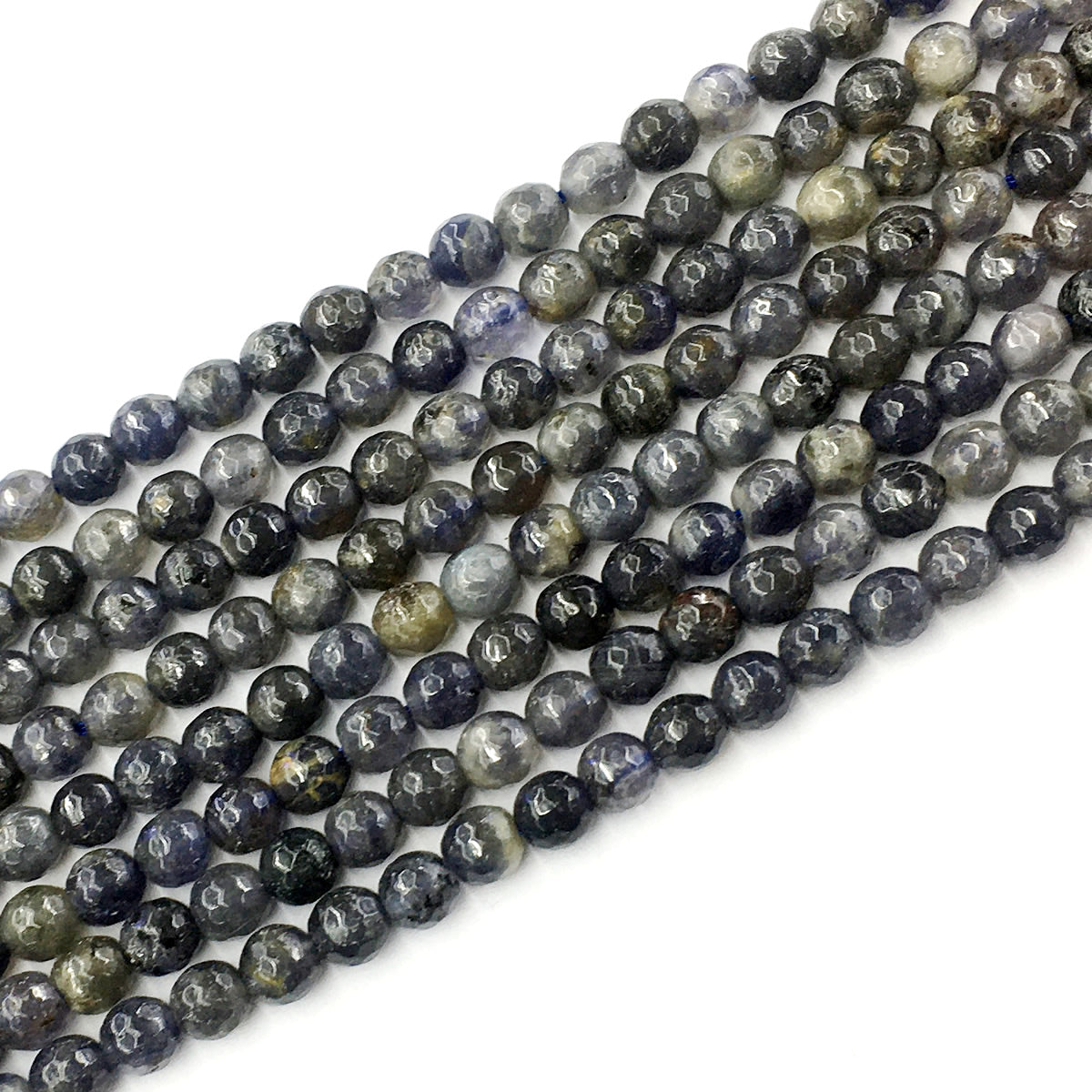 CIL10 Iolite Gemstone Beads Faceted Round 6mm 15.5" Strand