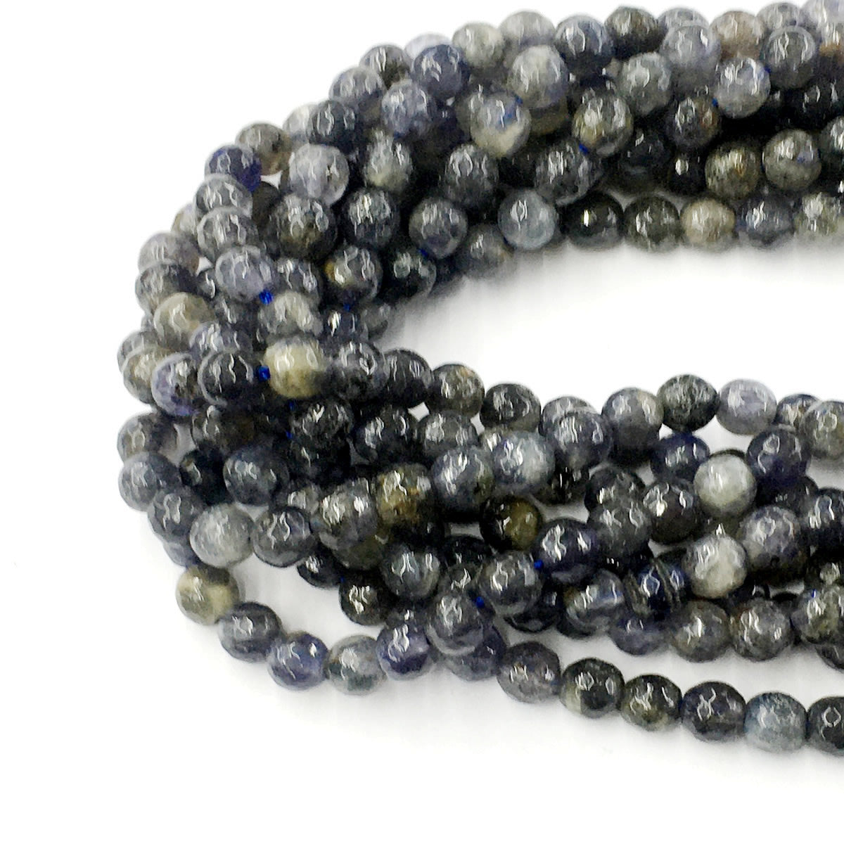 CIL10 Iolite Gemstone Beads Faceted Round 6mm 15.5" Strand