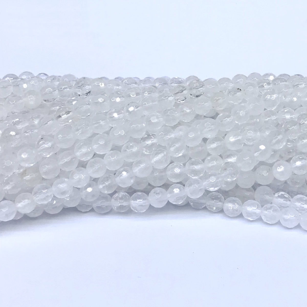 CJA01 White Jade Beads Faceted Round 6mm 15" Strand