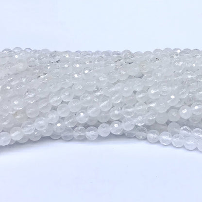 CJA01 White Jade Beads Faceted Round 6mm 15" Strand