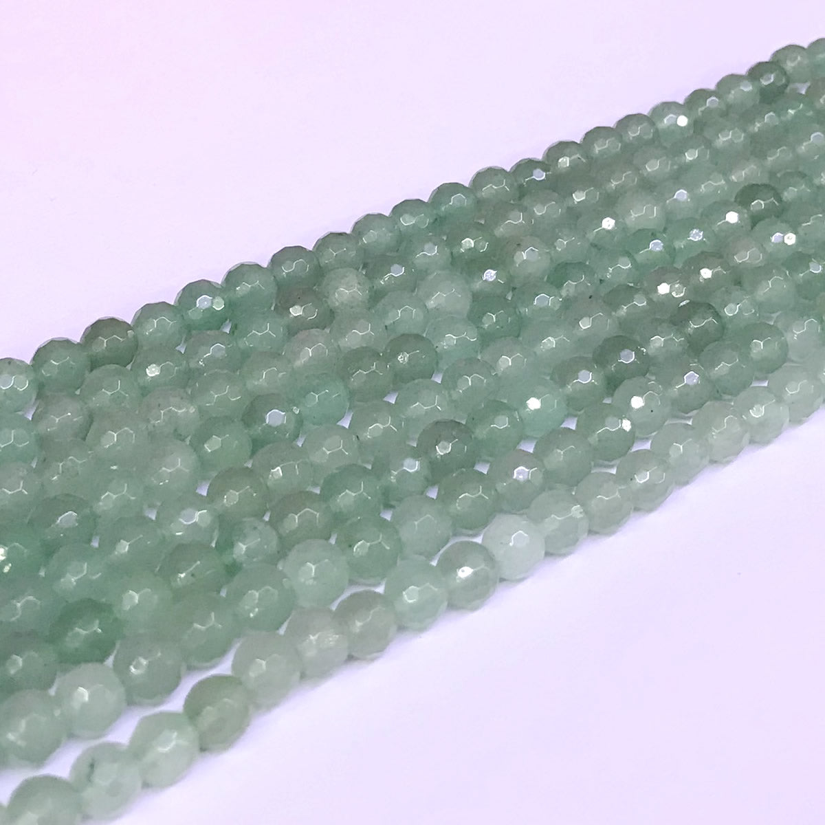 CJA06 Green Aventurine Jade Beads Faceted Round 6mm 15" Strand