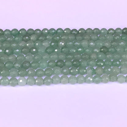 CJA06 Green Aventurine Jade Beads Faceted Round 6mm 15" Strand