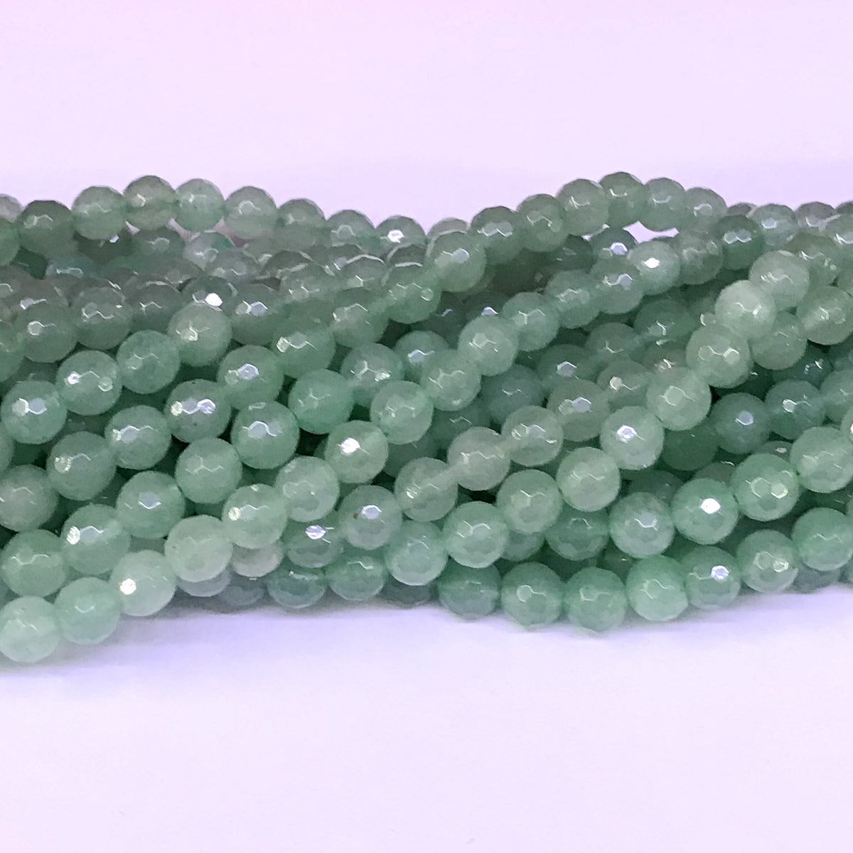 CJA06 Green Aventurine Jade Beads Faceted Round 6mm 15" Strand