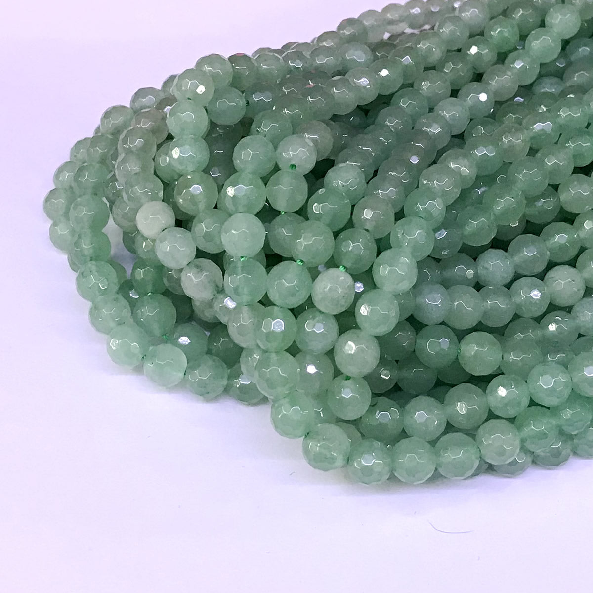 CJA06 Green Aventurine Jade Beads Faceted Round 6mm 15" Strand