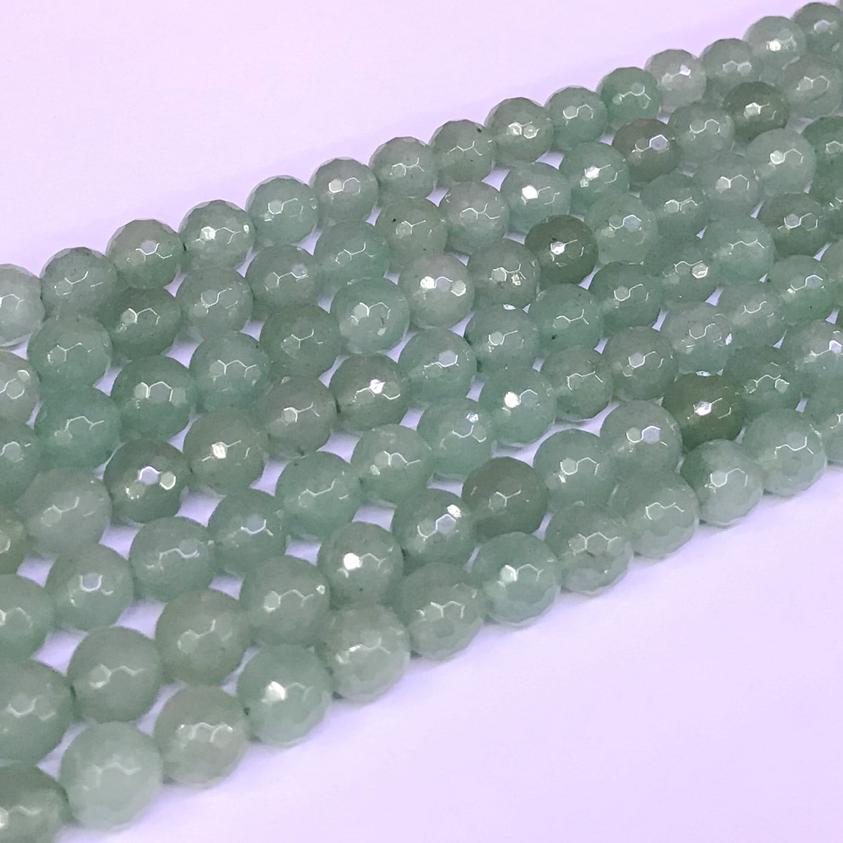 CJA07 Green Aventurine Jade Beads Faceted Round 8mm 15" Strand