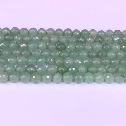 CJA07 Green Aventurine Jade Beads Faceted Round 8mm 15" Strand