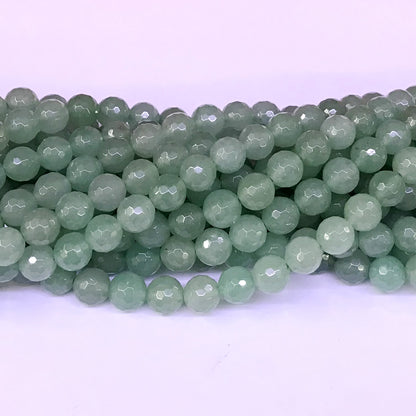 CJA07 Green Aventurine Jade Beads Faceted Round 8mm 15" Strand