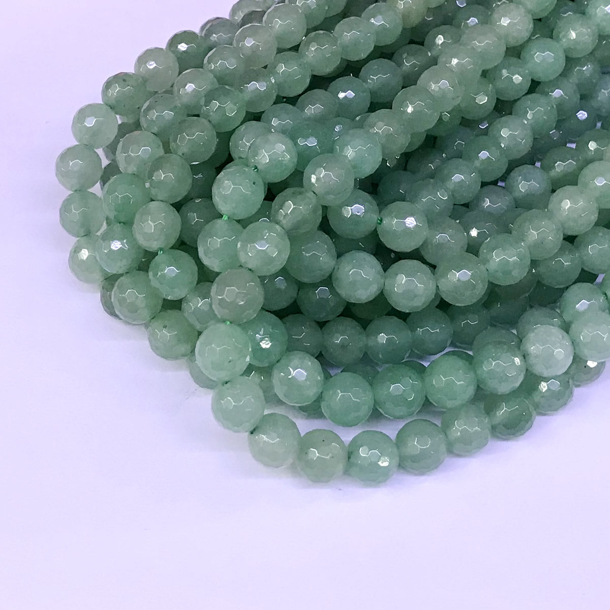 CJA07 Green Aventurine Jade Beads Faceted Round 8mm 15" Strand