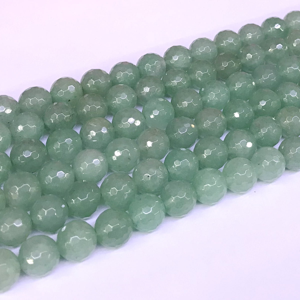 CJA08 Green Aventurine Jade Beads Faceted Round 10mm 15" Strand