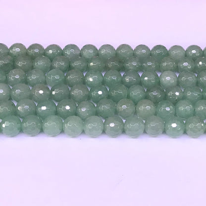 CJA08 Green Aventurine Jade Beads Faceted Round 10mm 15" Strand